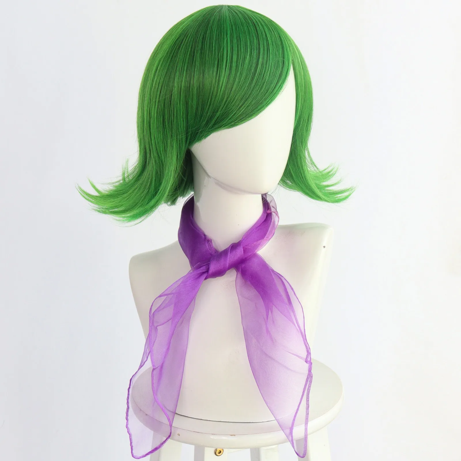 Movie Inside Out Disgust Cosplay Wig Green wig Disgust Cosplay Costume for Women Girl Halloween Christmas School Party Cosplay