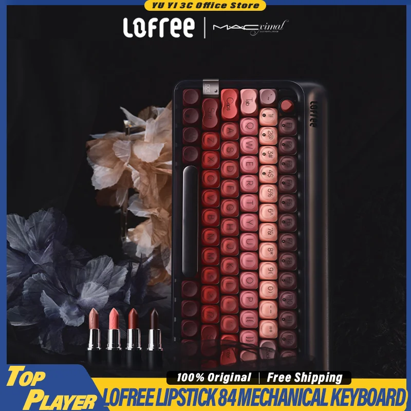

Lofree Lipstick 84 Mechanical Keyboard Customized Lipstick Colorful Keycaps White LED Backlight 4000mAh BT 2.4G Wireless For Mac