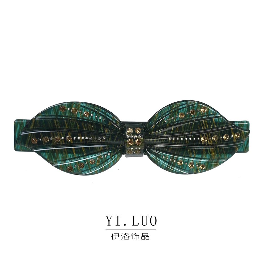 Women Headwear Good Quality Cute Hair Clip Bow Hair Barrette  Acetate Fashion Rhinestone Hair Accessories For Women