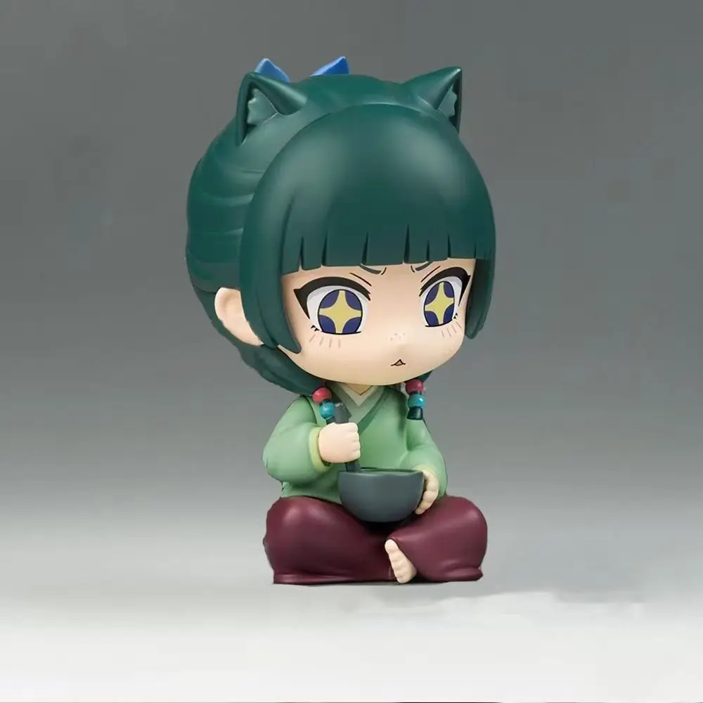 

Cute Anime Style Girl Figure, Green Hair Cat Ear Design, Sitting Eating Pose Collectible Model, Desktop Ornament Gift for Fans