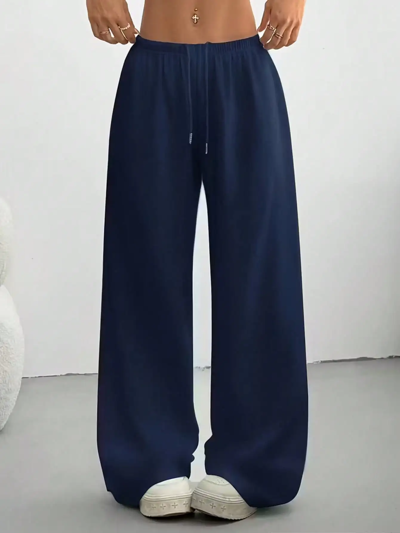 2026 Damen Casual Ganzjahres-Laufhose - Bequeme, lockere, einfarbige Hose mit Kordelzug und elastischem Bund, weites Bein – Detail 34