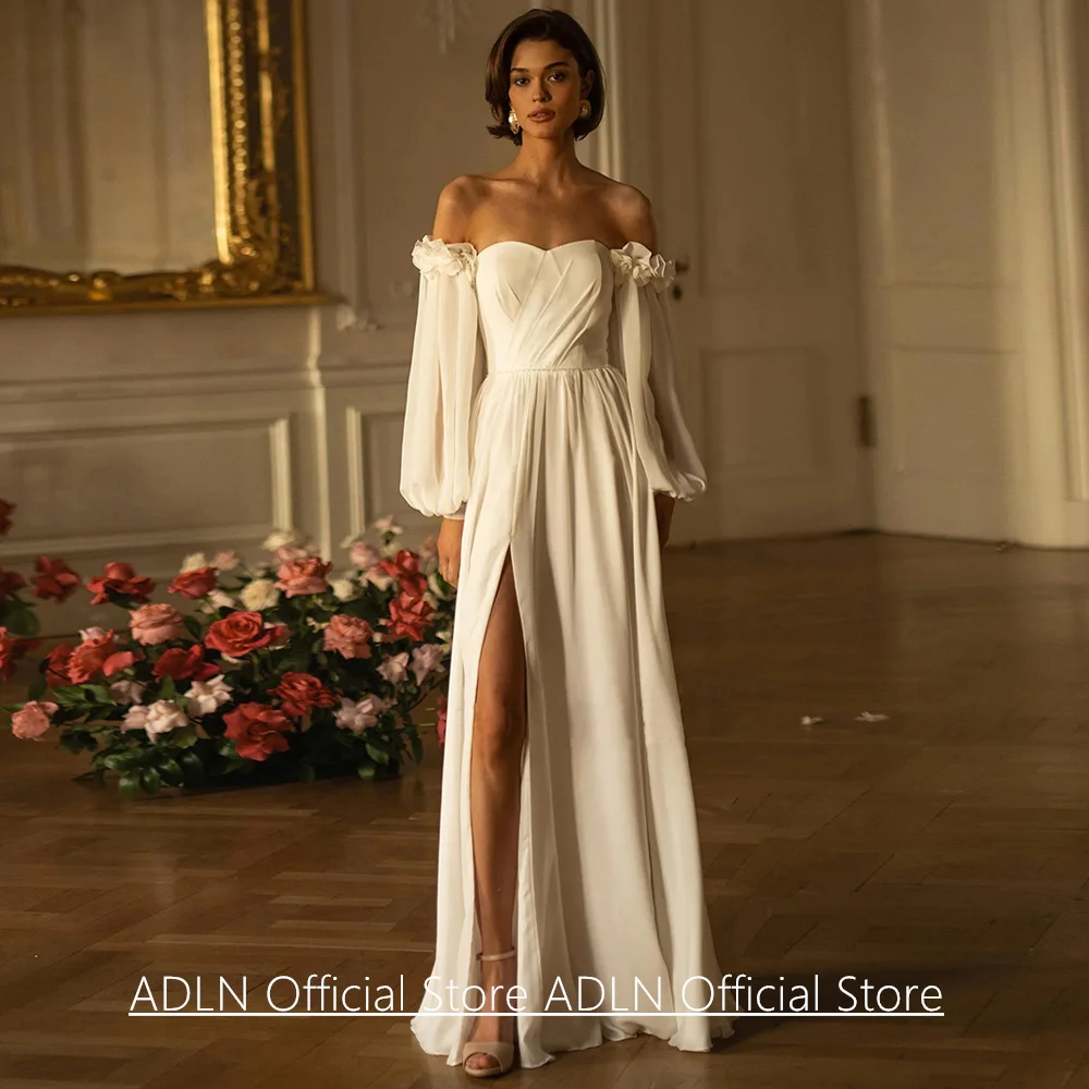 Semplice abito da sposa estivo personalizzato con scollo a cuore maniche a sbuffo fiori piega una linea corsetto abito da sposa Vestido De Noiva