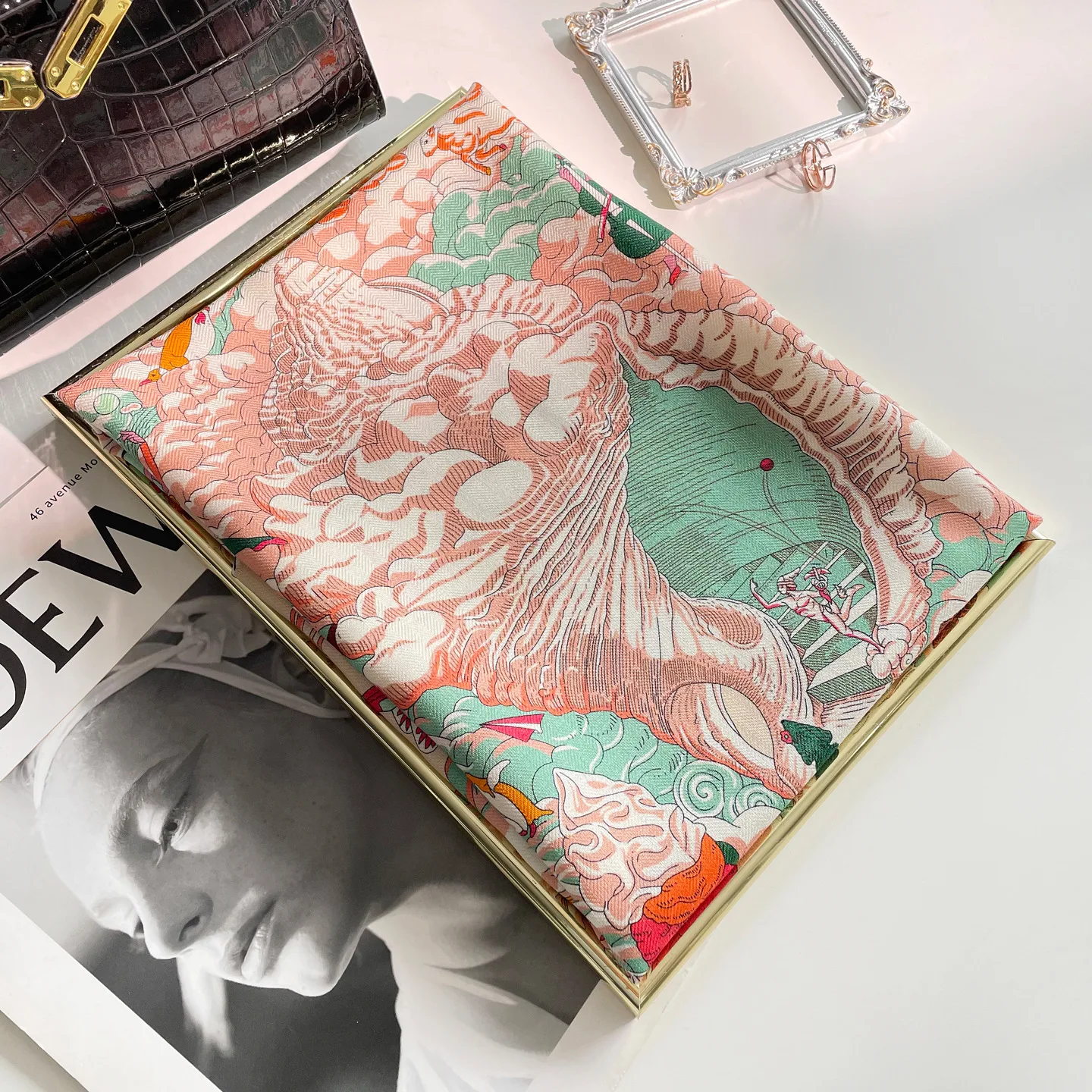 

Double-sided Silk Wool Scarf Women's Spring and Autumn Premium Sense Versatile Silk Wool Silk Scarf Temperament Versatile Shawl