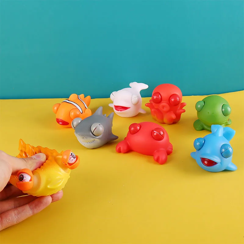 Simulated Marine Animal Burst Eyes Decompression Toy Pinch Music Cartoon Trick Vent Decompression New Strange Toy Gift k24