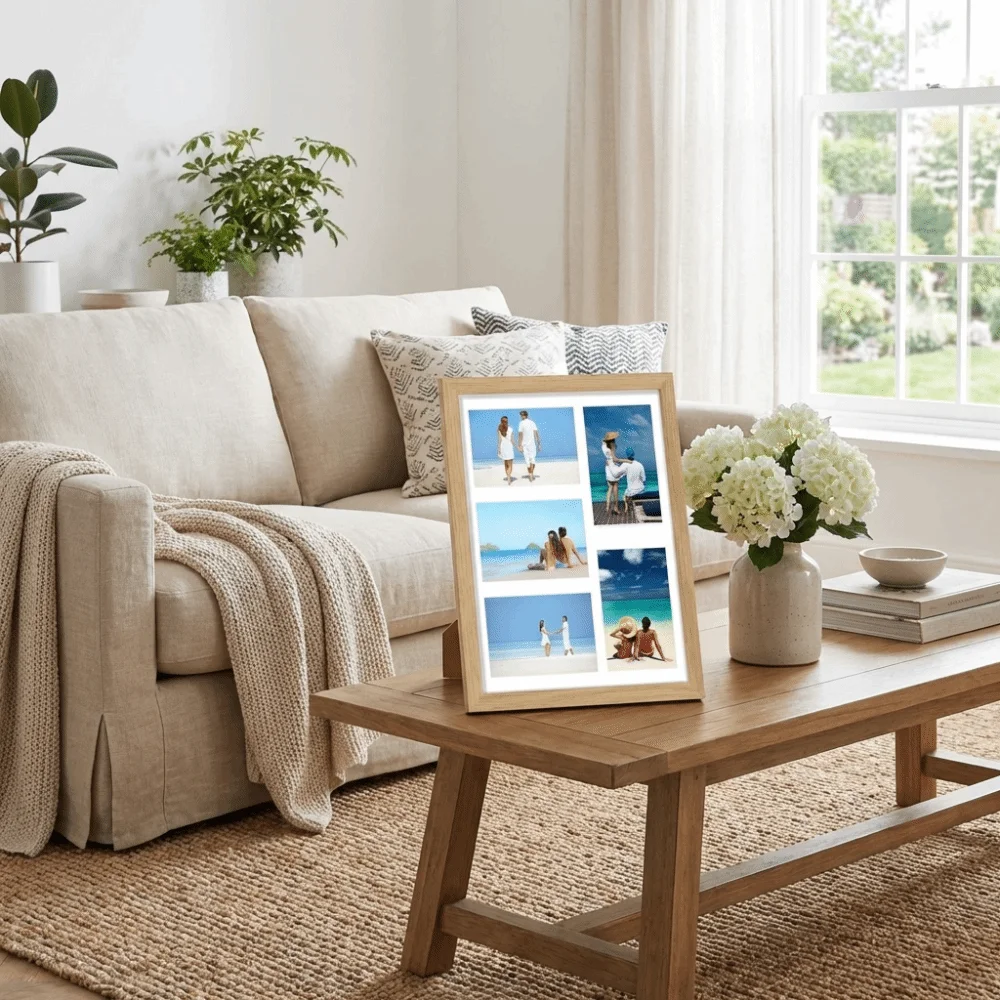 Creative Multi-functional 5-Grid Photo Frame Handmade Rectangle Collage Frame Changeable Wooden Picture Frame Office