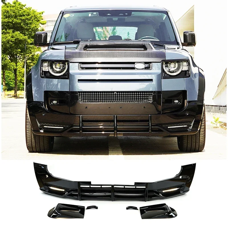 Bumper Upgrade With Lighted Front Lip Plus Daytime Running Lights For Land Rover Defender 90 110 130 2020-2022