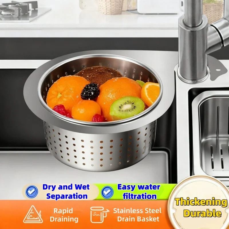 

Stainless Steel Swan Sink Strainer Basket Hanging Waste Drain Filter Basket Fruit Vegetable Drainer Kitchen Supplies