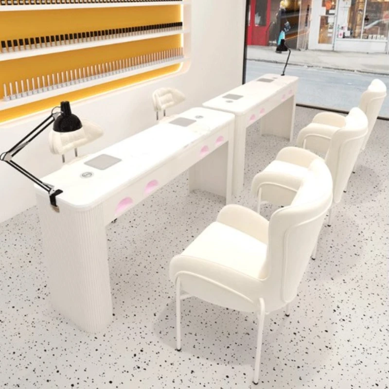 Profesional Design Nail Desk Chairs White Aesthetic Nordic Nail Table Vacuum Cleaner Scrivania Per Unghie Salon Furniture