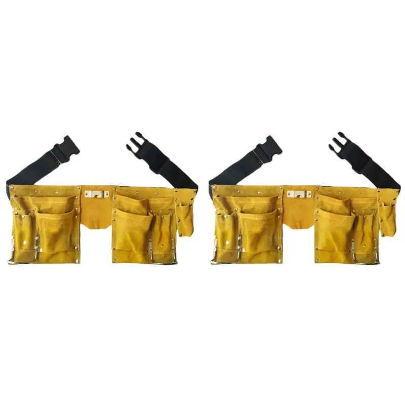 ABVT-2X Portable Toolkit Waist Pouch Belt Leather Tool Quick Release Buckle Carpenter Construction Tools Storage Bag
