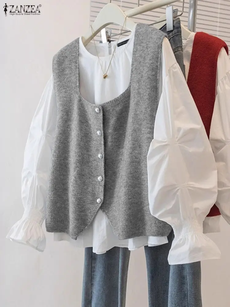 

ZANZEA Women Shirts Elegant Streetwear Long Sleeve Patchwork Blouse 2025 Fashion O-Neck Casual Loose Office Lady Blusas Clothing