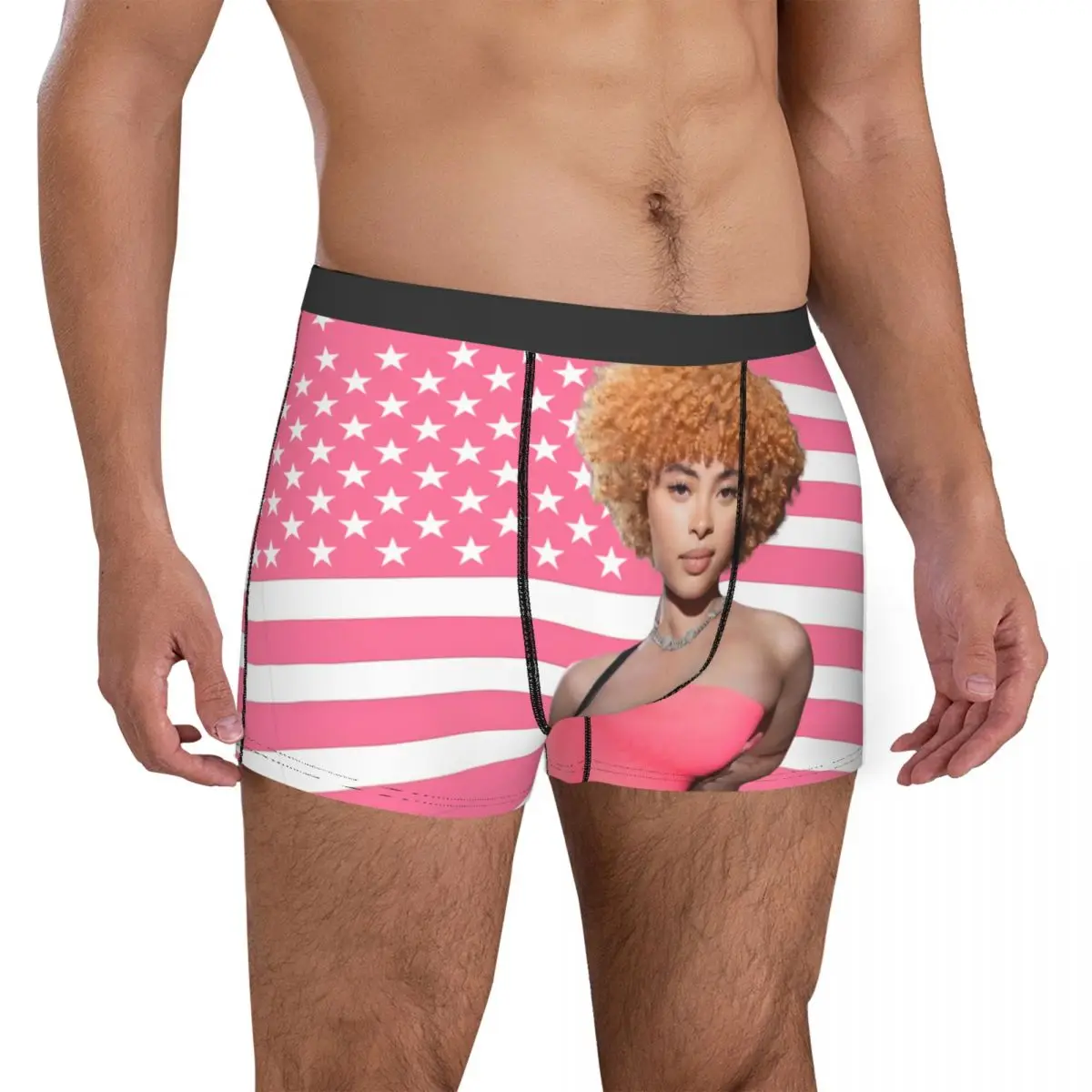 Ice Spice Pink American Flag Men Boxer Briefs Cozy Underpants