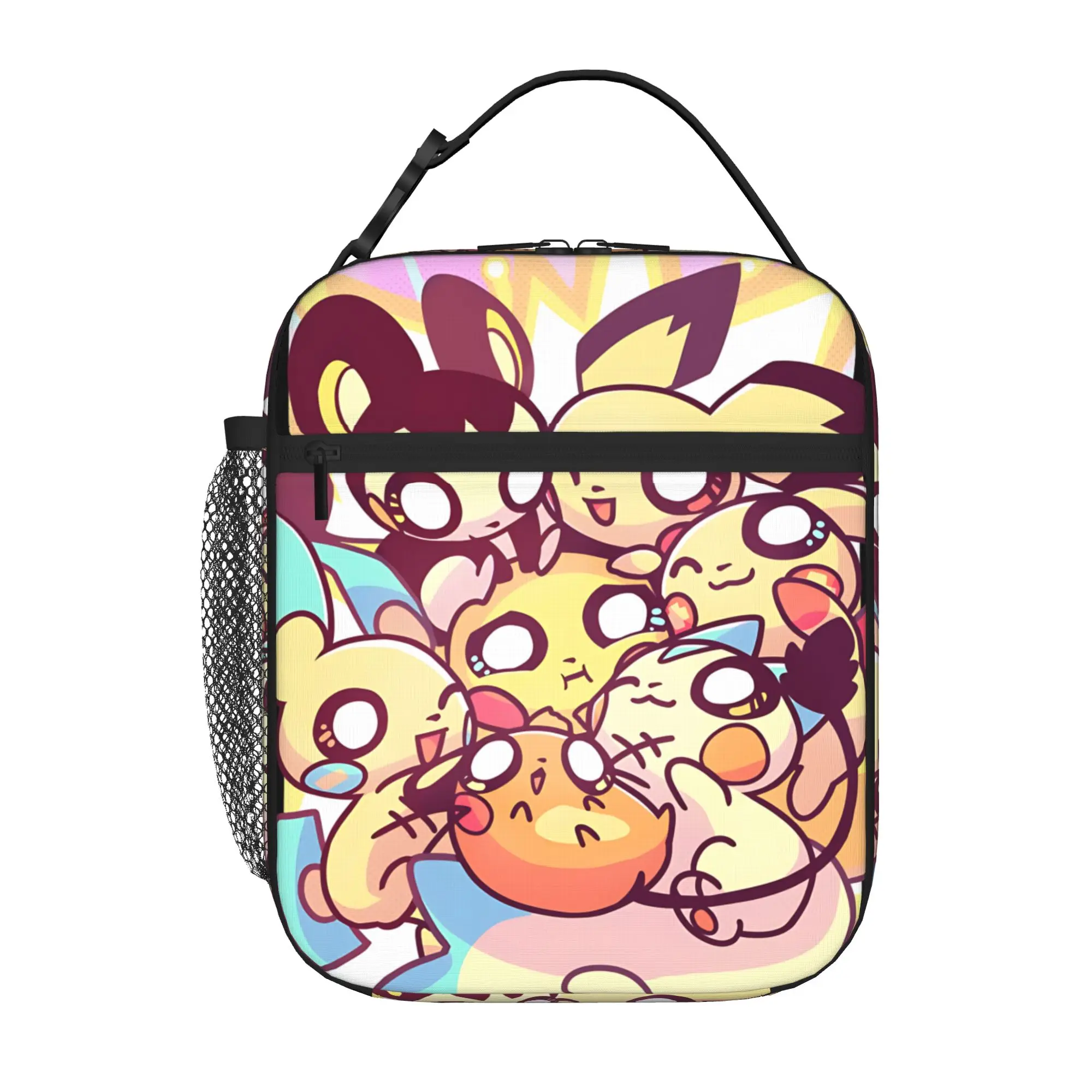 Funny Pokemon Theme Insulated Lunch Bag Ice Pack Rice Bag Pikachu Meme bolsa Student Bento Lunch Handbag Insulation