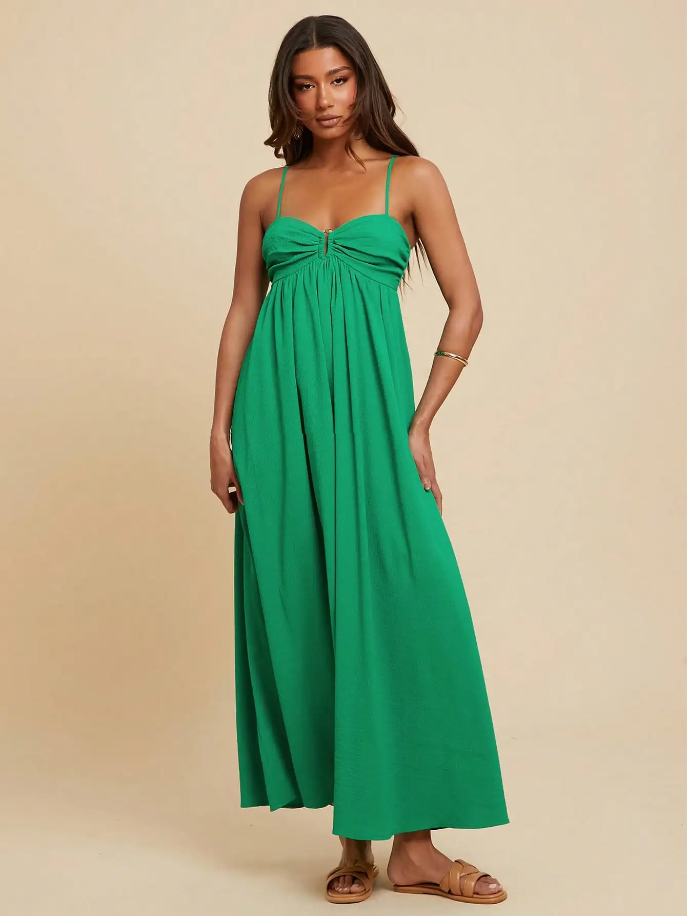 Travachic Robe plissée sans manches pour femme, style vacances, tenues de plage pour femme, femme, concert