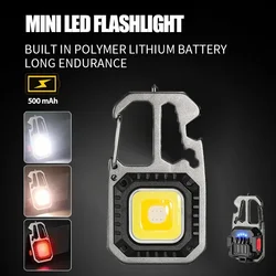 Portable LED Flashlight Keychain Pocket Work Light Mini Outdoor Camping Light Rechargeable Wrench Screwdriver Safety Hammer Lamp