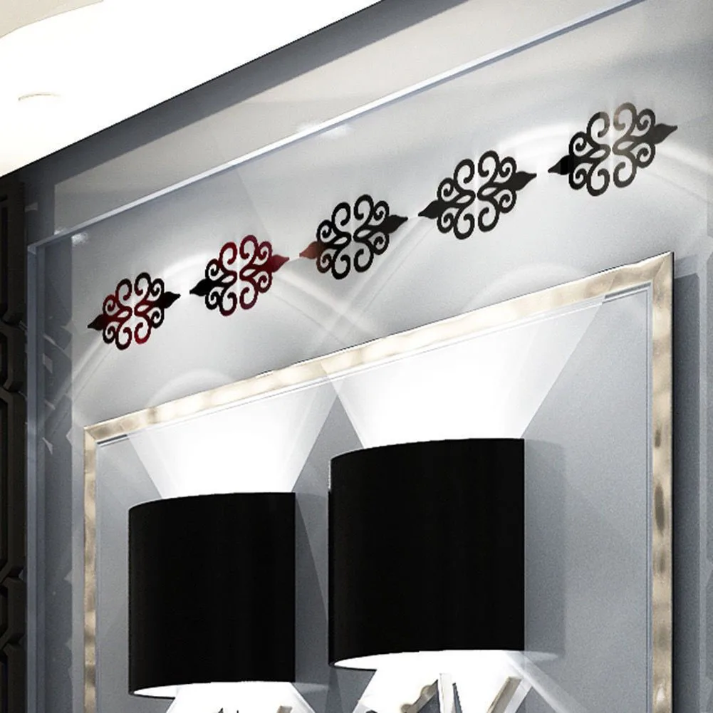 Mirror Wall Stickers Mirror Silvery Vinyl Art Waist Line Wall Sticker 10pcs for acrylic Black Border Mirror Stickers