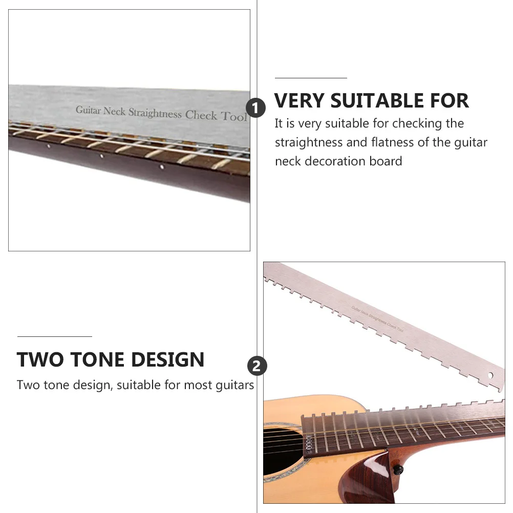 

Stainless Steel Notched Straight Edge Guitar Neck Straightness Check Tool for Luthiers Measuring Repair Setup and Bass Guitar