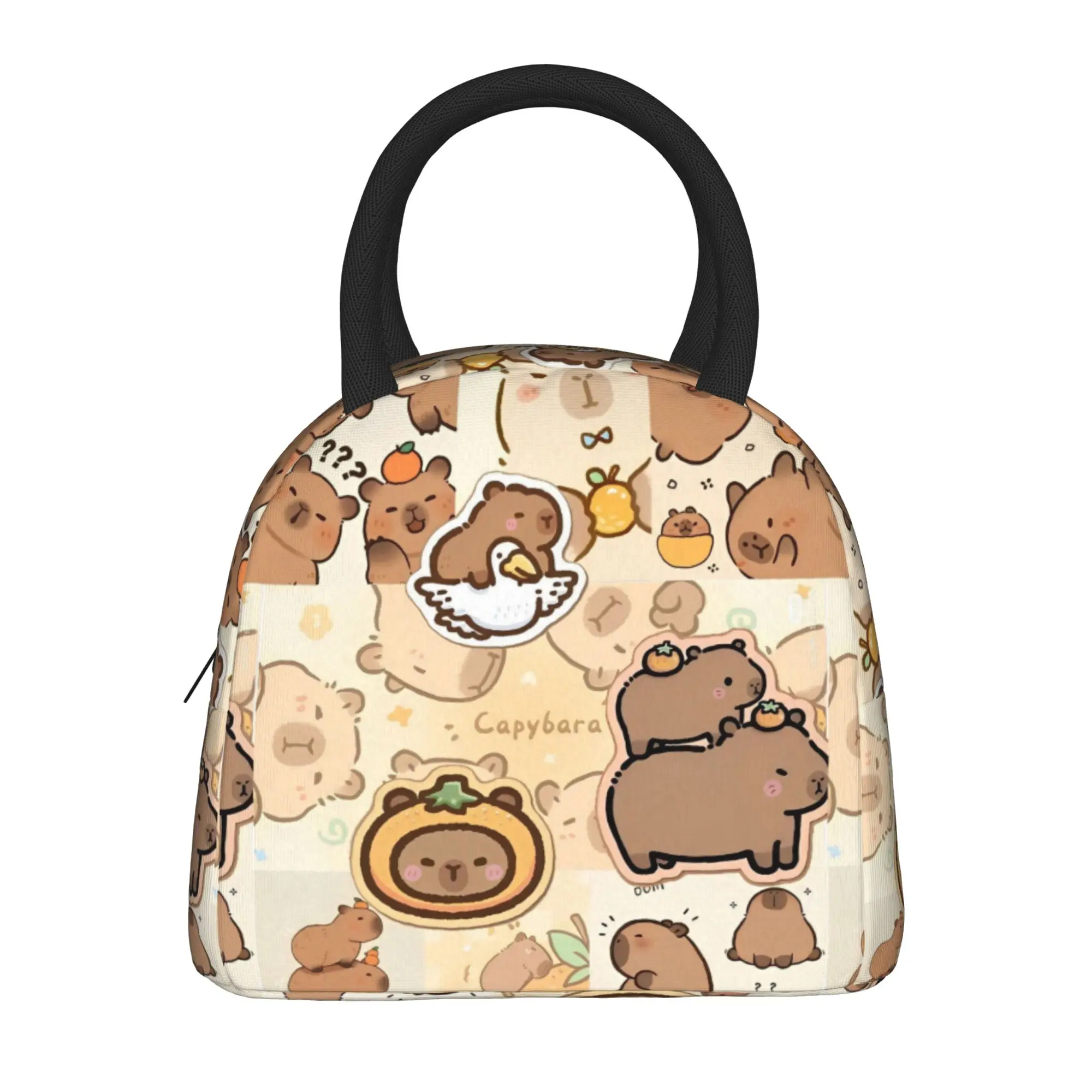 Capybara Thermal Insulated Lunch Bag for Travel  Portable Food Container Bags Men Women Thermal Cooler Lunch Boxes