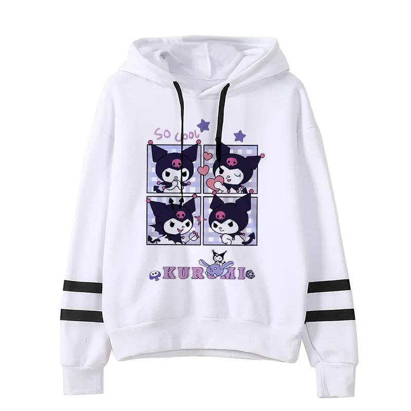 Funny Fashion Clothes Kuromi Hoodie Sanrio Kuromi Women Manga Sweatshirt  Harajuku Female Hoodies Hoody Sweatshirts