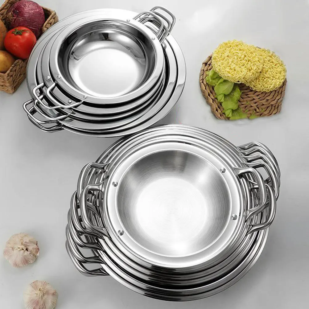 

Stainless Steel Household Shallow Pan Multi-Function Cooking Pot Energy Saving Rapid Heating Kitchen Paella Pan Hot Pot