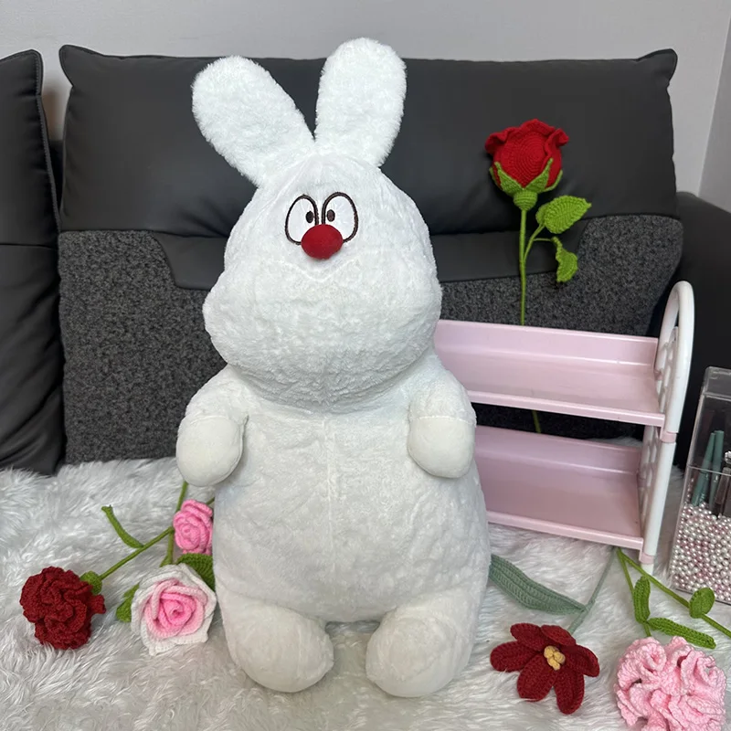 ตุ๊กตากระต่ายผ้าขนสัตว์นุ่ม น่ารักสุดๆ ตุ๊กตากระต่ายจมูกแดง ของขวัญวันเกิด น่ารักขี้เล่น