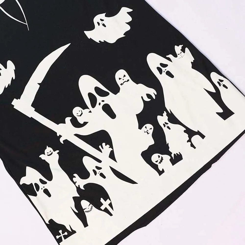 โครงกระดูก Ghost Luminous เสื้อคลุมฮาโลวีนเครื่องแต่งกายประสิทธิภาพ Skull หน้ากากสยองขวัญเด็กฮาโลวีนแต่งตัว Luminous สีดํา