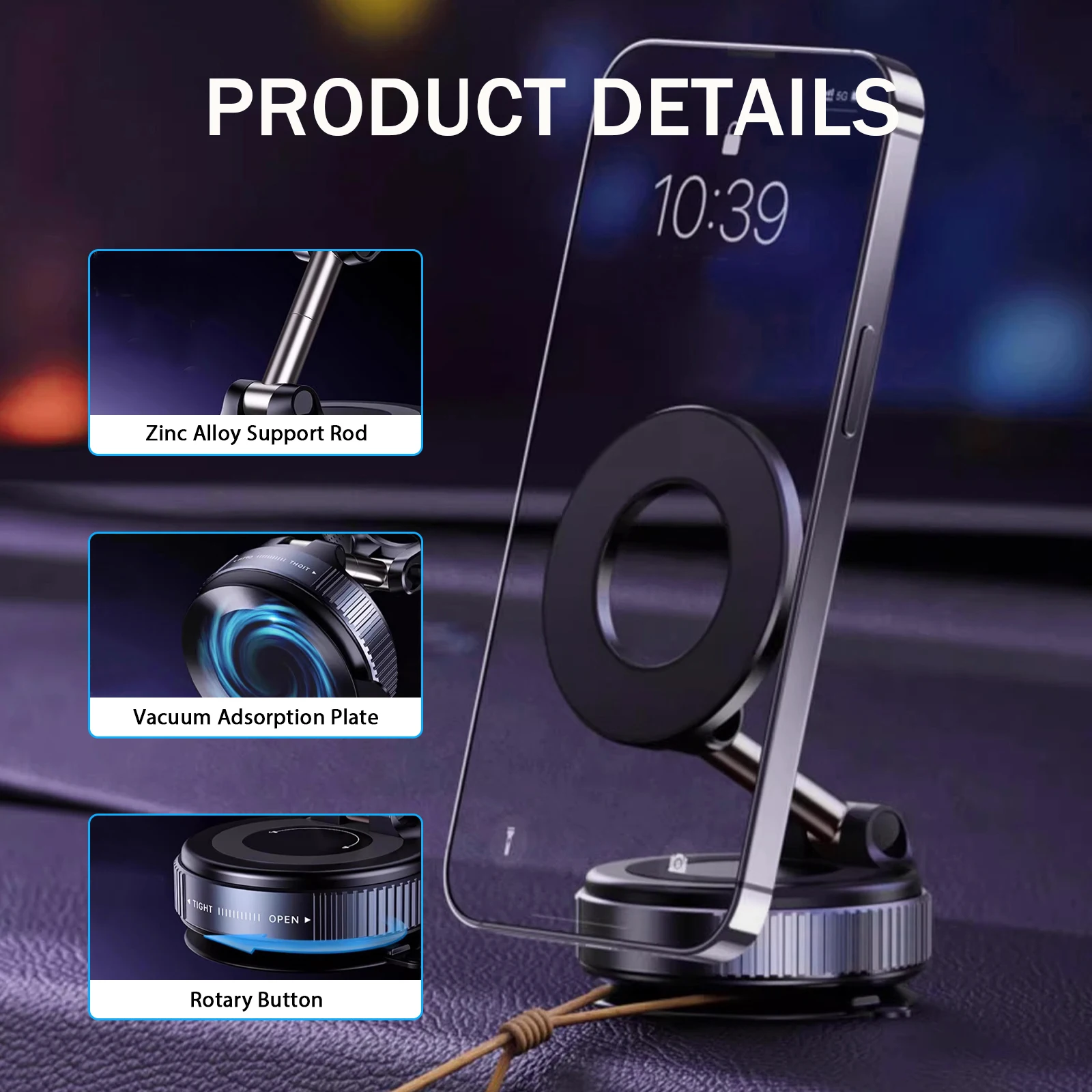 INEYES Foldable Vacuum Adsorption Magnetic Car Phone Holder 2025 Suction Cup Dedicated Navigation Phone Holder Live Streaming view 6