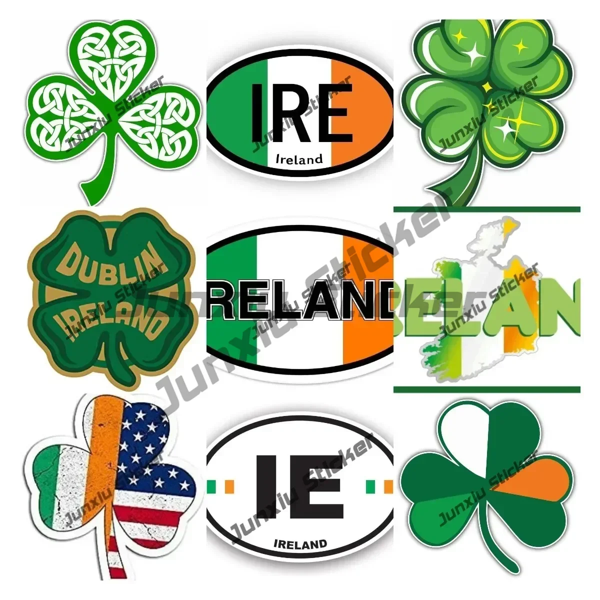 

Dublin Ireland Sticker Celtic Cross Ireland Flag Irish Lucky Shamrocks Waterproof Decal Decoration Car Stickers PVC Accessoire