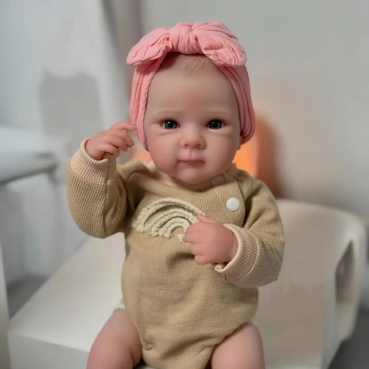 Muñeca reborn de vinilo suave de 20 pulgadas con venas visibles y vasos sanguíneos, juego de muñecas bebé besáble y de alta simulación LY-007