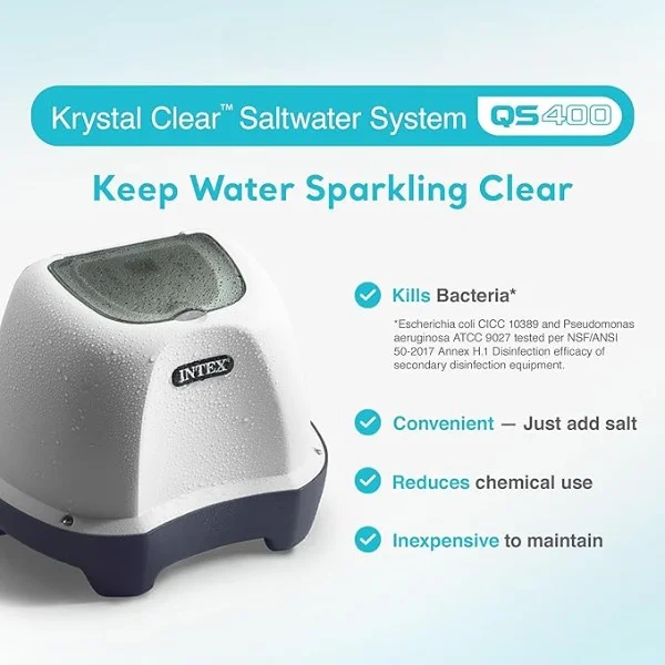 Intex Krystal Clear Saltwater Pool Chlorine System for 4500 Gallon Above Ground Swimming Pools with Timer and Ground Fault