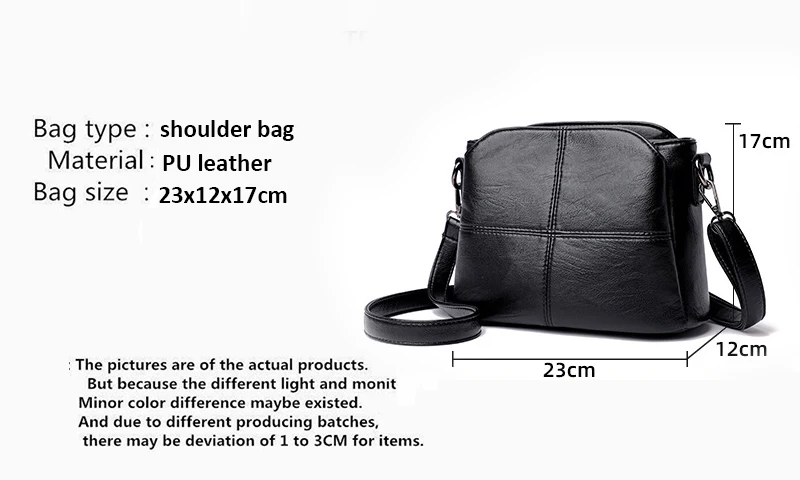 Vintage frauen Weiche PU Leder Schulter Tasche Platz Einfarbig Umhängetasche Mittleren Alters Weibliche Neue Große Dame Messenger Taschen – Detail 2