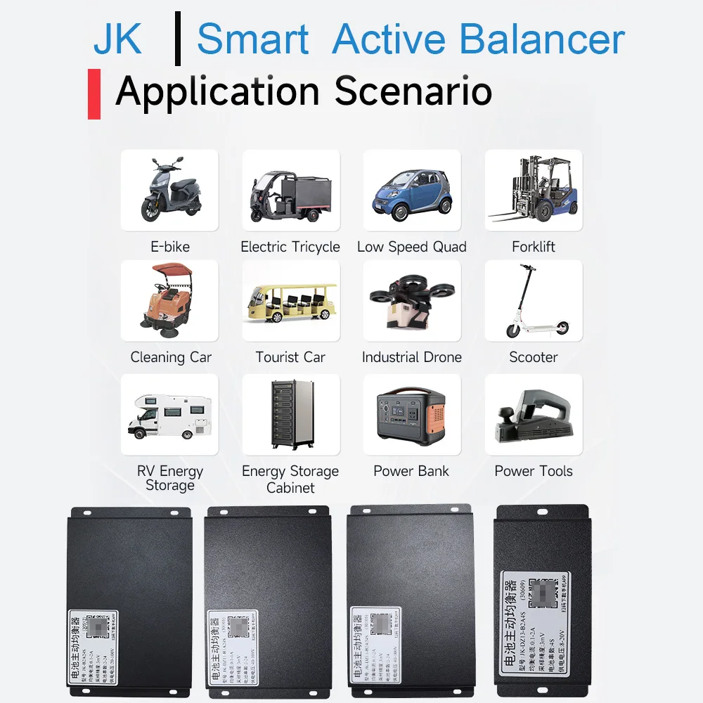 JIKONG aktywny balanser 2S-24S aktywny prąd balansu 1A-2A obsługuje BT/APP RS485 CAN Li-Ion Lto lifepo4 18650 bateria smart bt