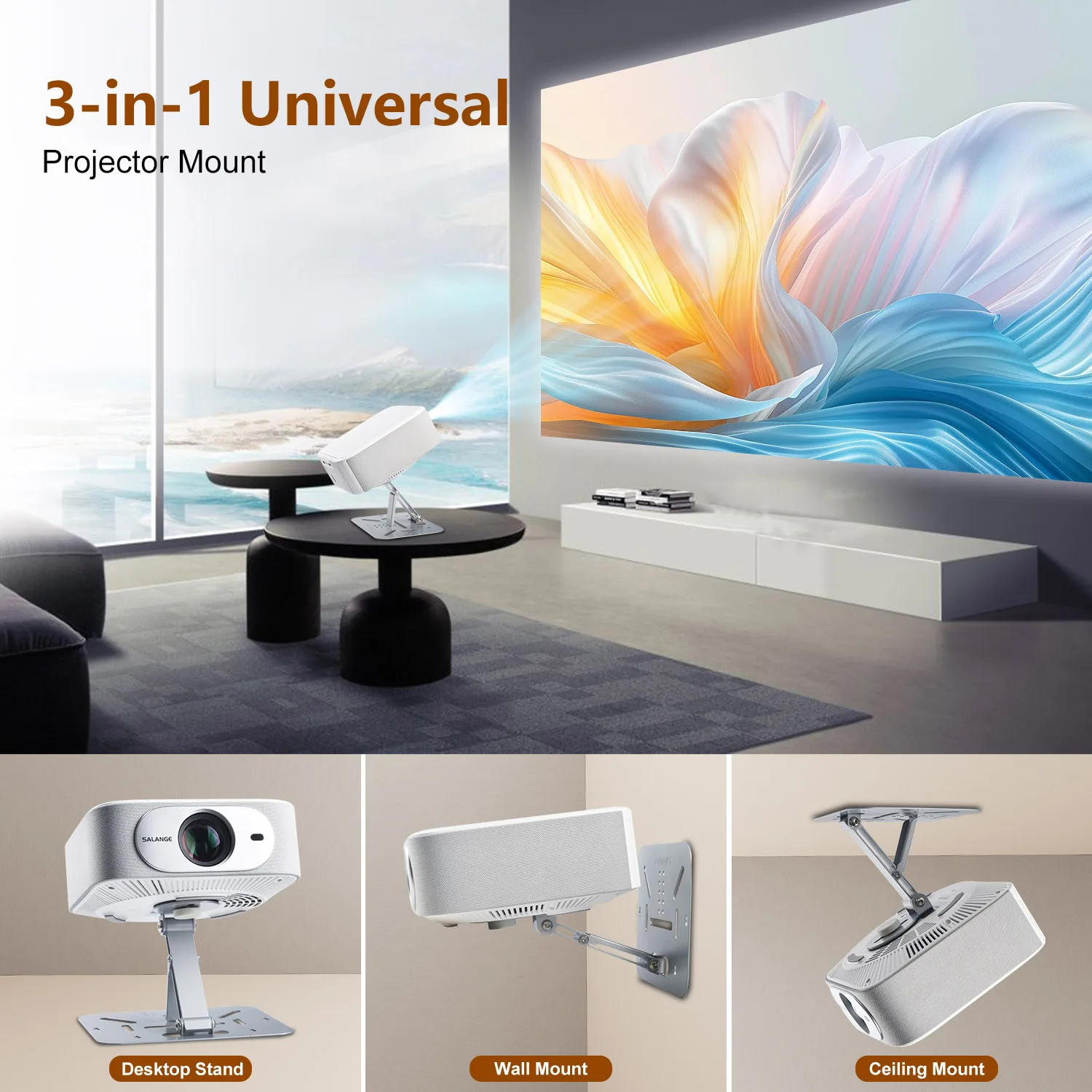 Universal 1/4 Inch Screw Interface Mini Projectors Bracket Desktop Projector holder Stand Table Mobile Projector Wall Mount fold