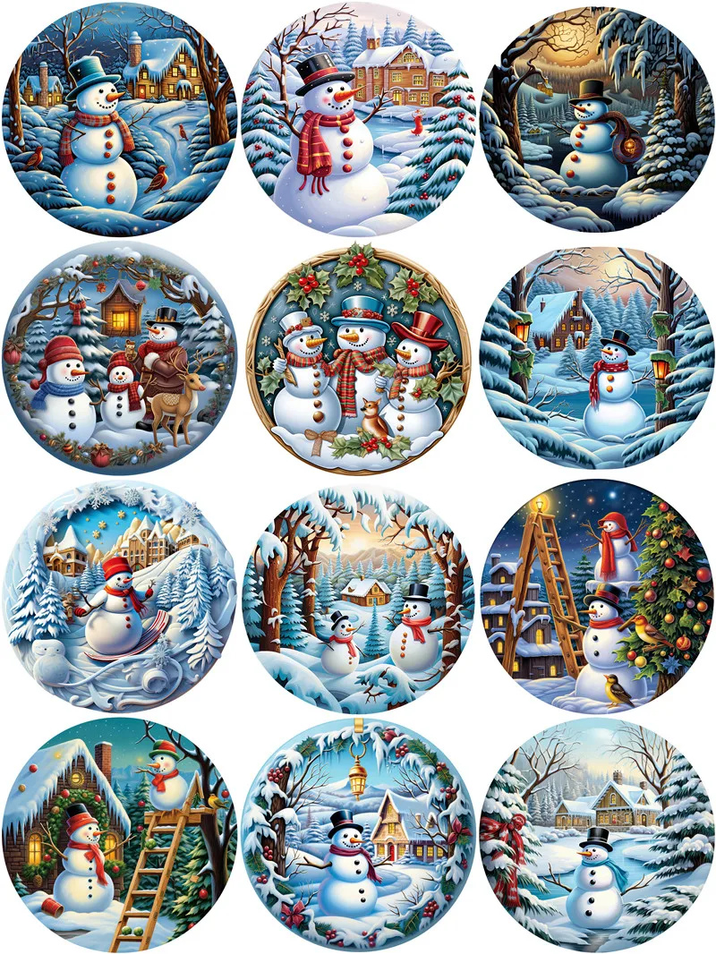 Circular Christmas Stickers Crafts And Scrapbooking stickers kids toys book Decorative sticker DIY Stationery