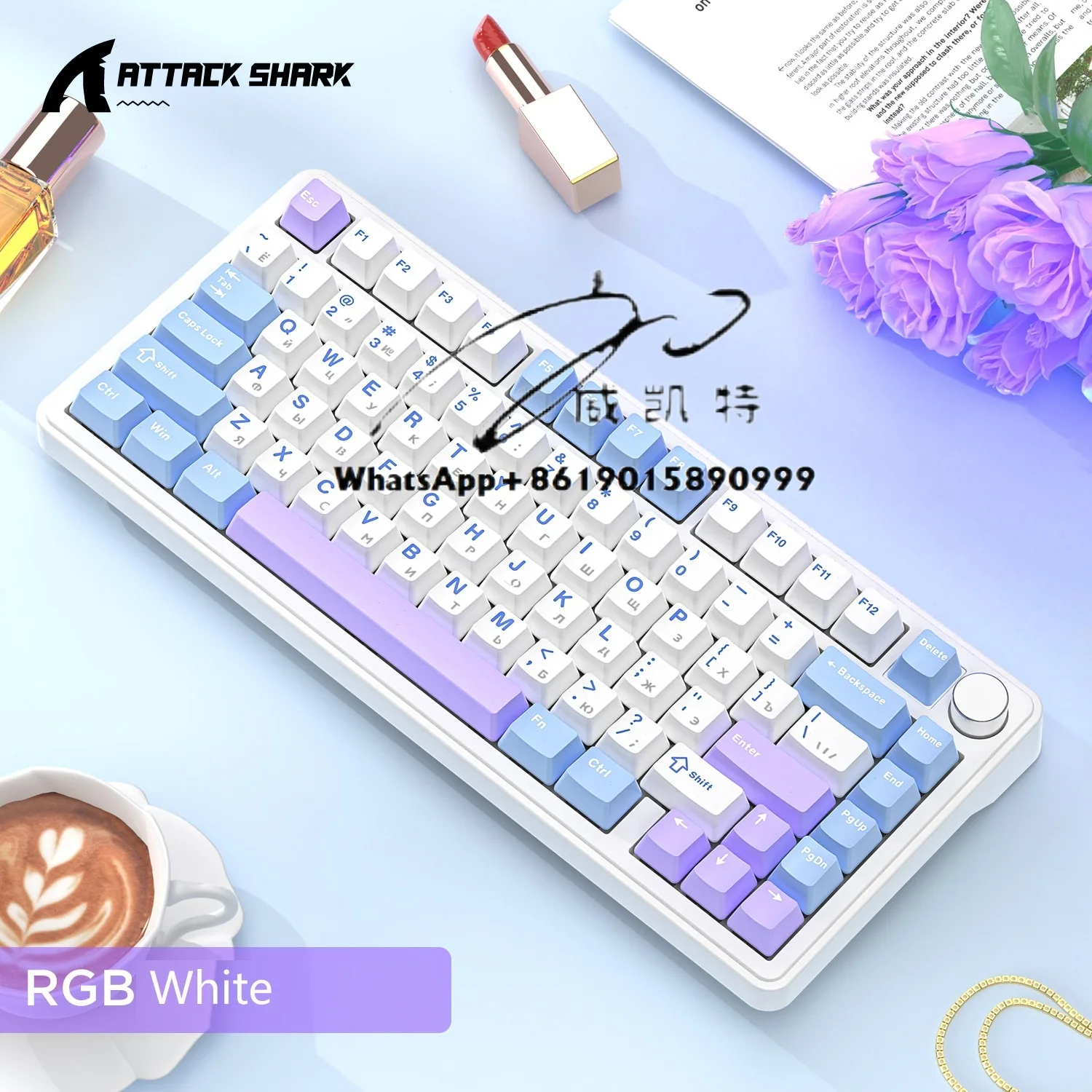 Attack Shark X85 RGB Triple Mode Wireless BT Hot Swap Russian Gaming Mechanical Keyboard Anti-Ghost, Wireless, Plug and Play