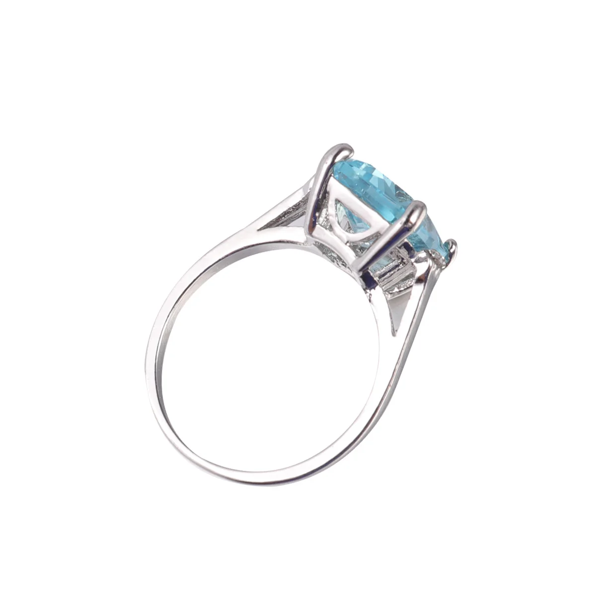 خاتم توباز مقاس 9 حجر أزرق فاتح أنيق عتيق نمط خطوبة زفاف موضة مجوهرات نسائية خاتم خفيف