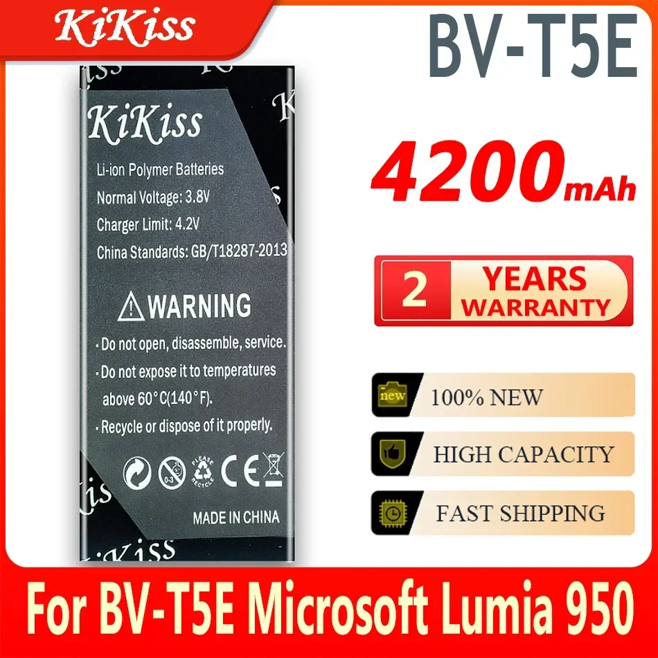 

Аккумуляторы KiKiss BV-T5E / BVT5E / BV T5E емкостью 4200 мАч для аккумулятора Microsoft Lumia 950 RM-1106 RM-1104 RM-110