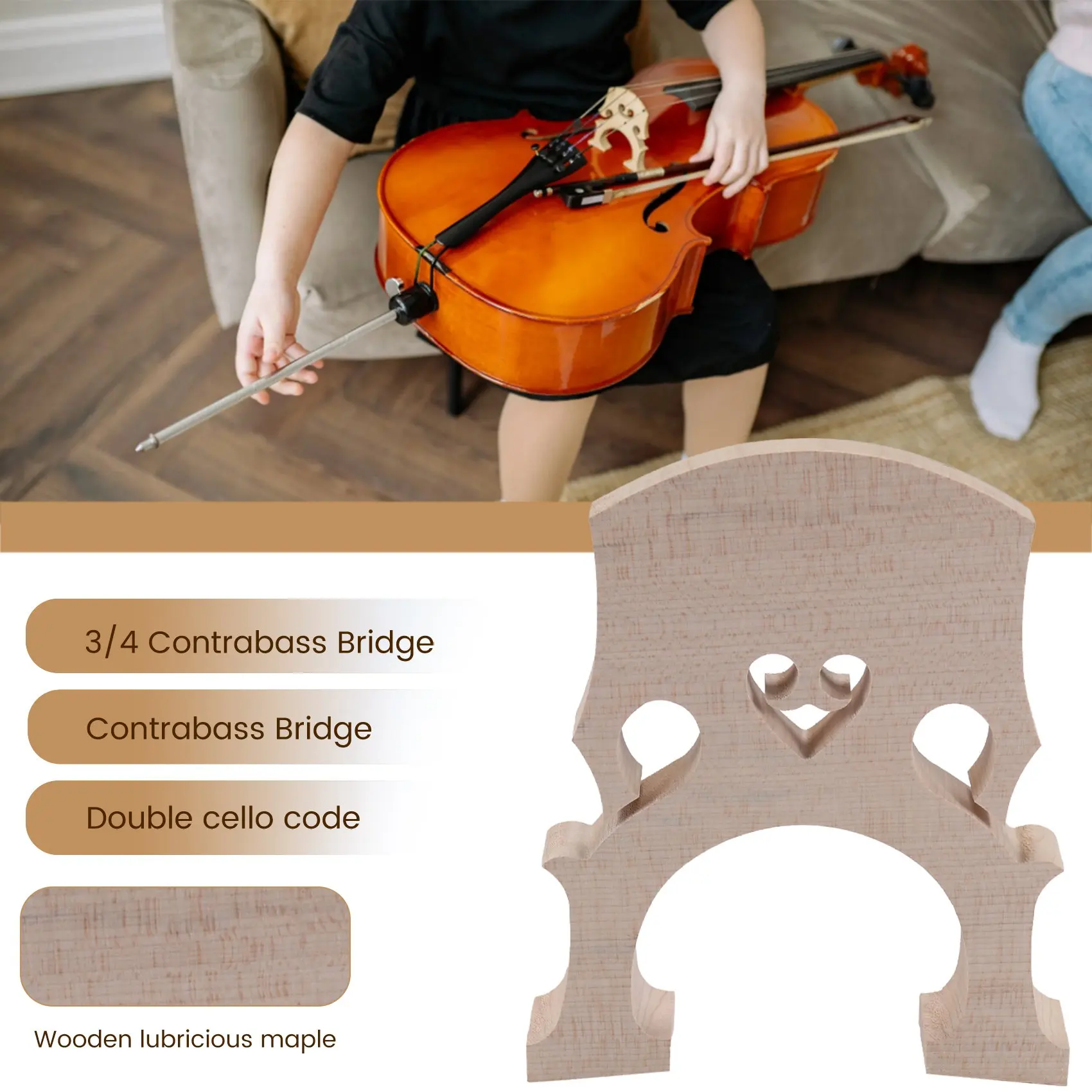 

Shoppingsports 3/4 Regulated Double Bass Bridge Contrabass Bridge Upright Bass Bridge