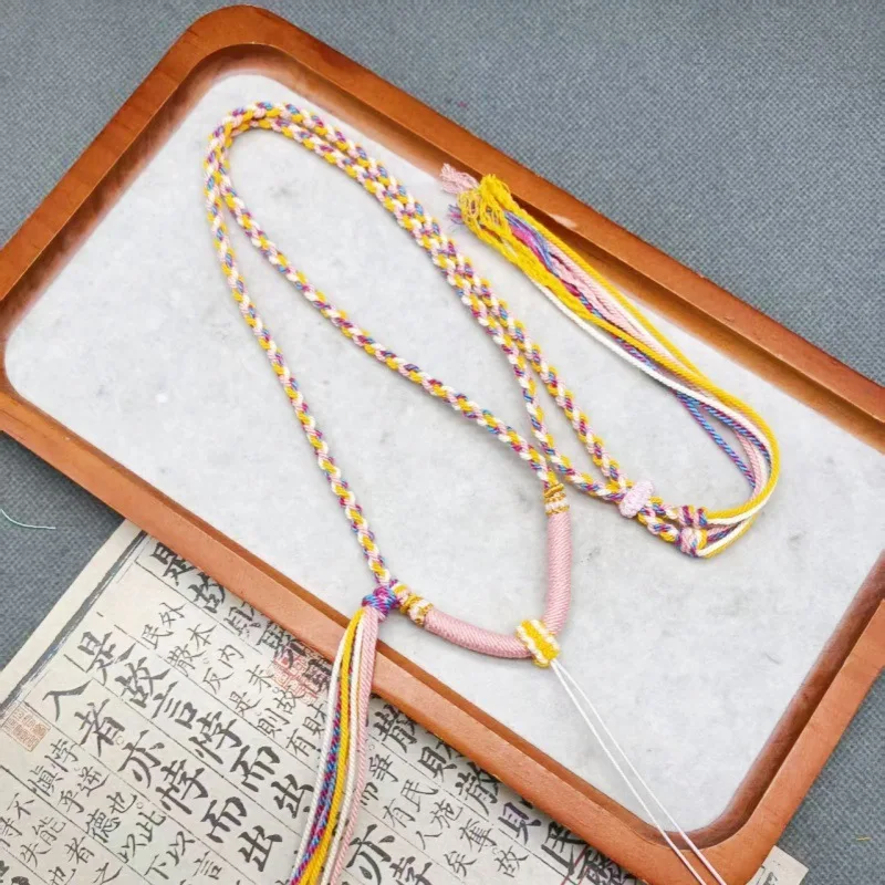 

Tibetan Rolled Cotton Thread Pendant Beeswax Tangka Buddha Brand Necklace Rope Hand Woven Ethnic Style Matching Hanging Lucky J