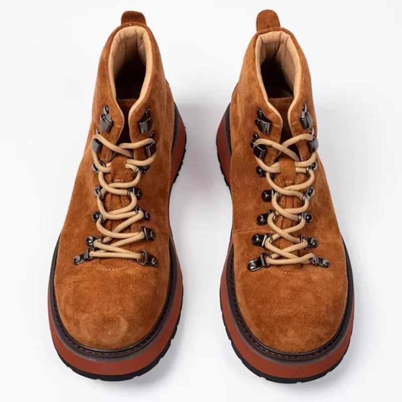 Japanese Thick Sole Genuine Leather Outdoor Ankle Boots Men Autumn Work Boots High Top Shoes Vintage Desert Boots - view 2