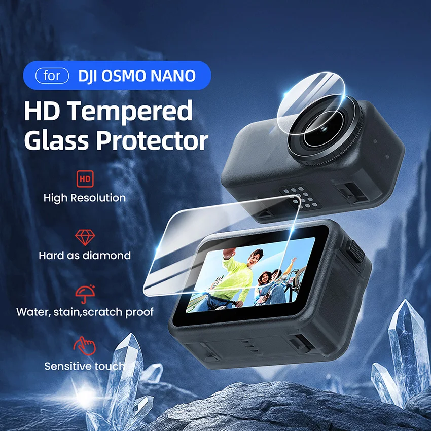 Per DJI OSMO NANO HD Protezione schermo in vetro temperato Durezza 9H Pellicola antigraffio Pollice Action Cameras Accessori