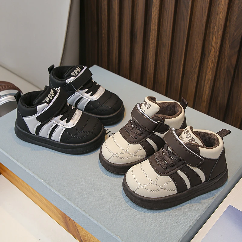 

2025 new children's sports shoes winter fashion thick boys' and girls' casual shoes soft sole anti slip children's cotton shoes