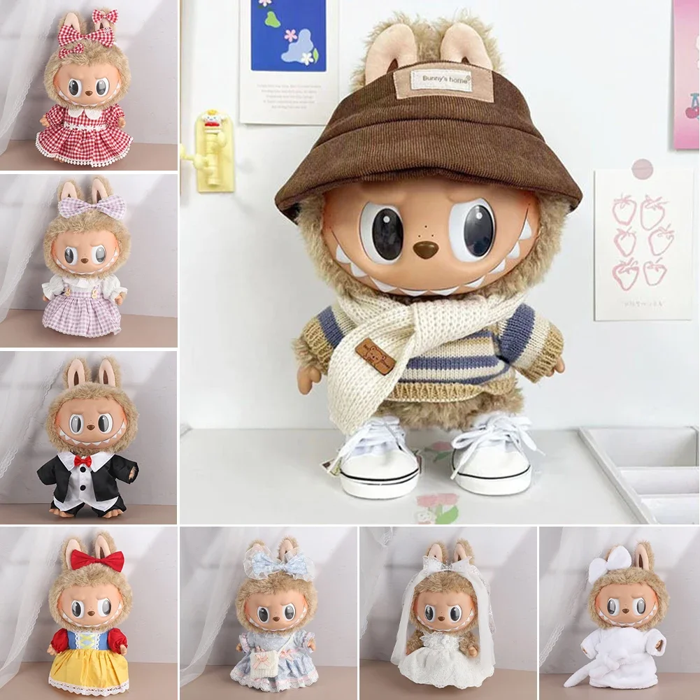 

For 38cm Labubu Doll Clothes Clothes Hoodies Doll Clothes Color Match Hoodies Dolls Accessories Cute Decoration Little Cloths
