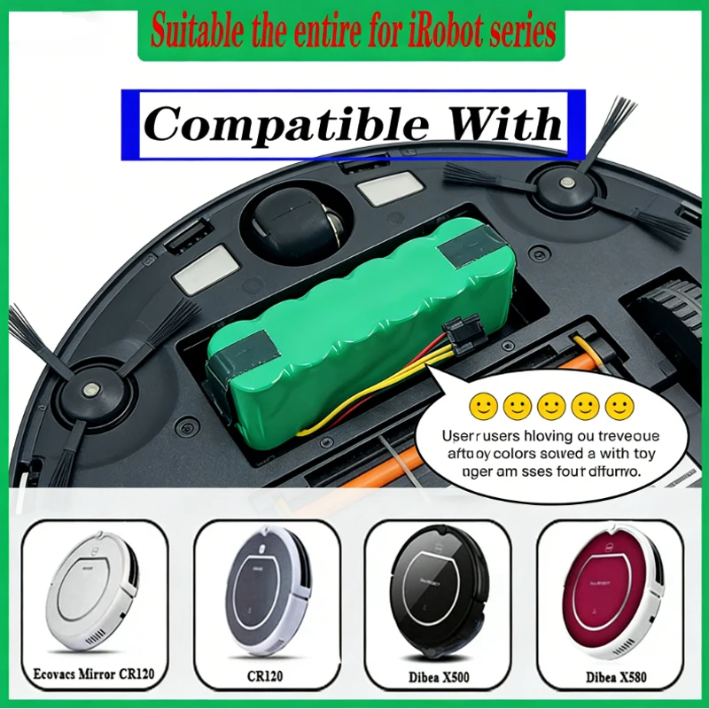 🏆14,4 V 3500mAh Kehren roboter für Kitfort KT504 Haier T322 T321 T320 T325/Panda X500 X580/Ecovacs Spiegel CR120 NiMH batteri