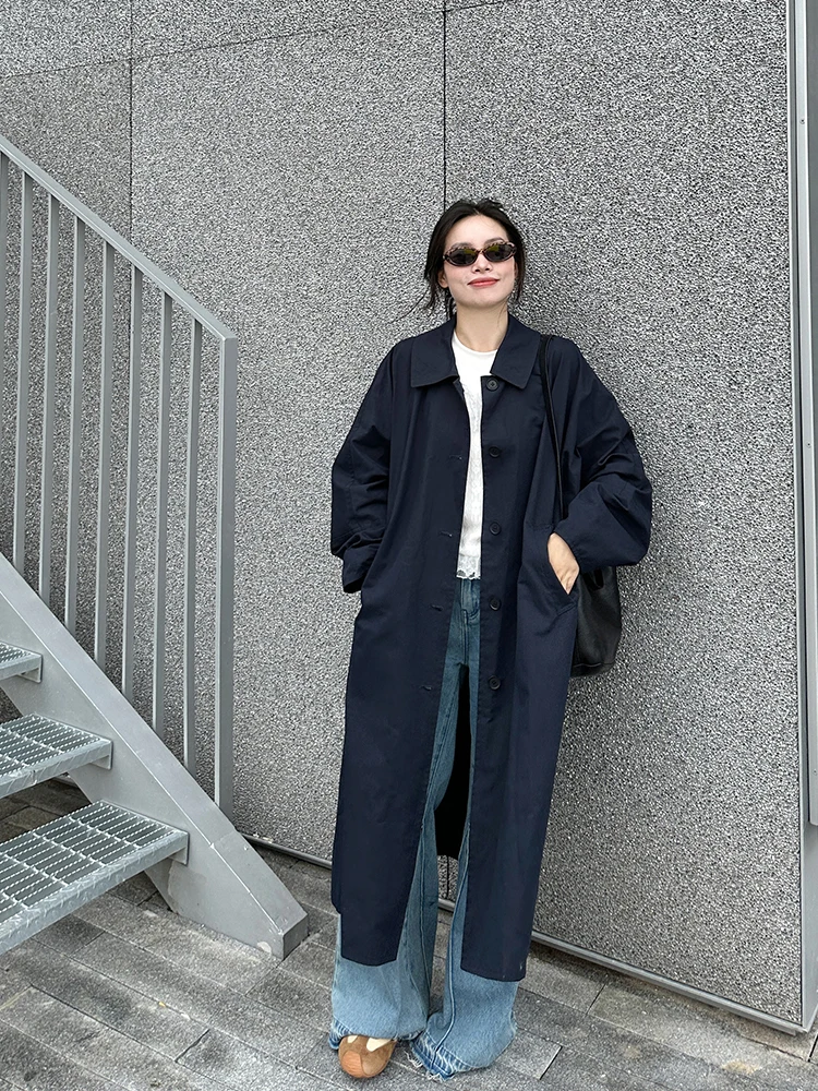 

Свободная посадка из смеси шелка цвета хаки, корейская ветровка на одной пуговице, пальто, шикарная верхняя одежда для женщин от ELA UII