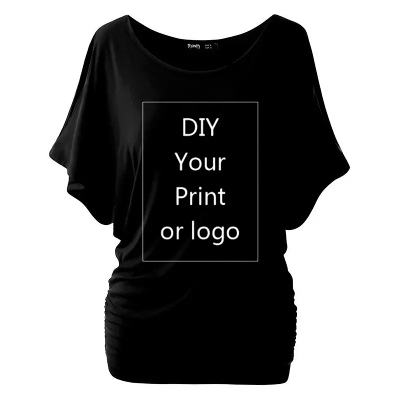 Custom Your Logo Summer Batwing Short-Sleeved O-Neck T Shirt Fashion Printing T-Shirt  Women Tshirt Dress Femme Skirt Tops Tee