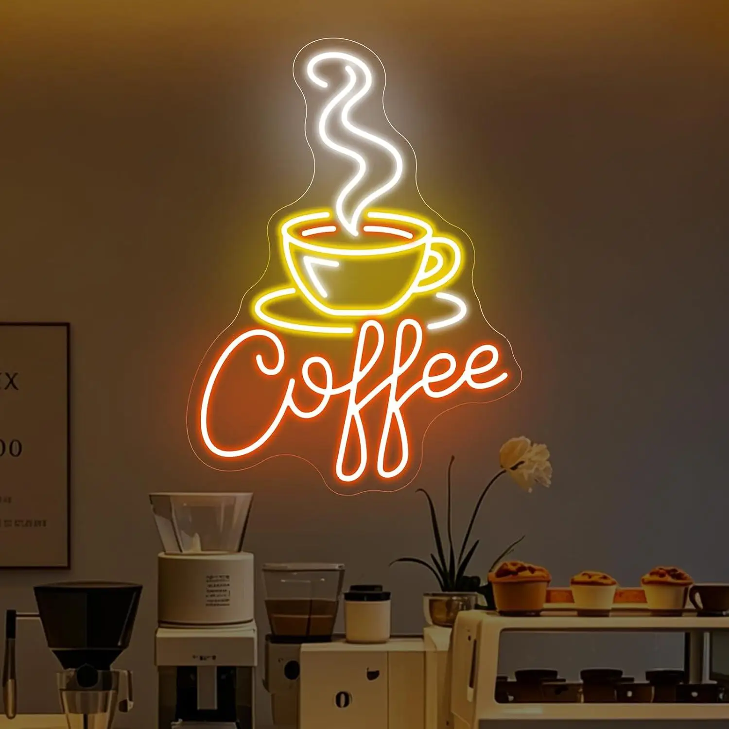 Coffee Cup Neon Sign USB Dimmable LED Lights For Coffee Drink Themed Cafe Coffee Bar Kitchen Wall Art Decor Gift Storefront Sign