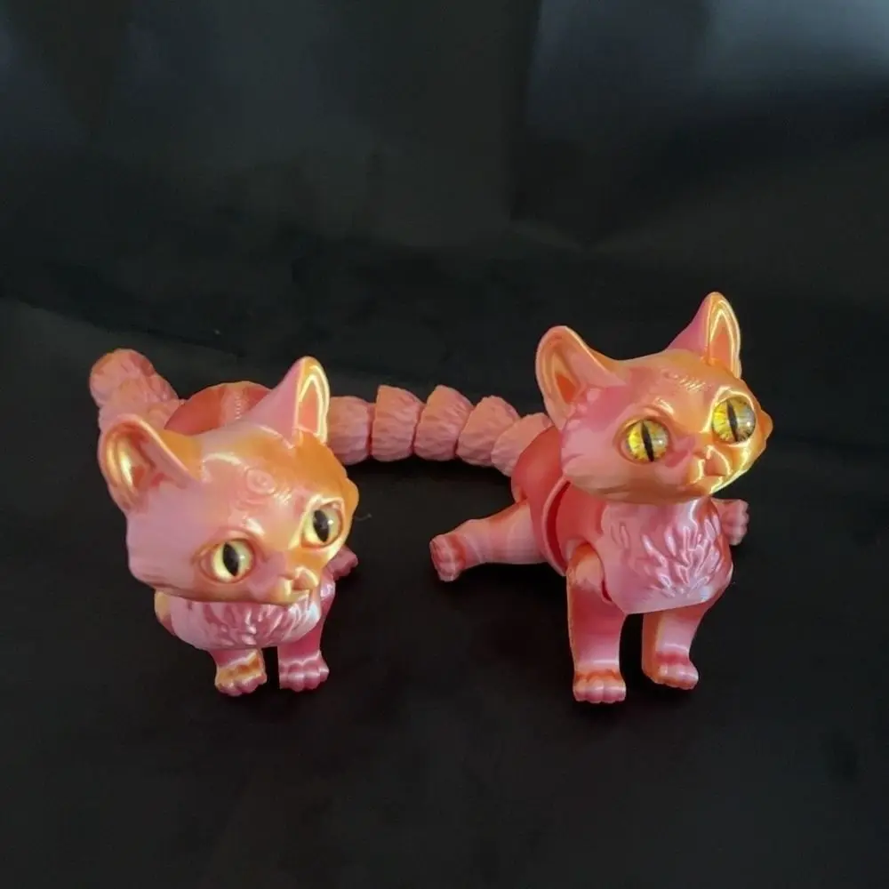 Olhos grandes 3d impresso gato modelo material plástico design realista gatos articulados escultura criativa tecnologia de impressão 3d