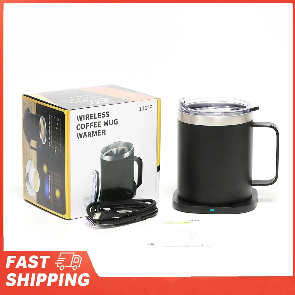 2 في 1 سخان كوب القهوة وشاحن لاسلكي مع كوب وغطاء 55 ℃ /131 ℉ جهاز تسخين كوب المشروبات من الفولاذ المقاوم للصدأ بدرجة حرارة ثابتة #1