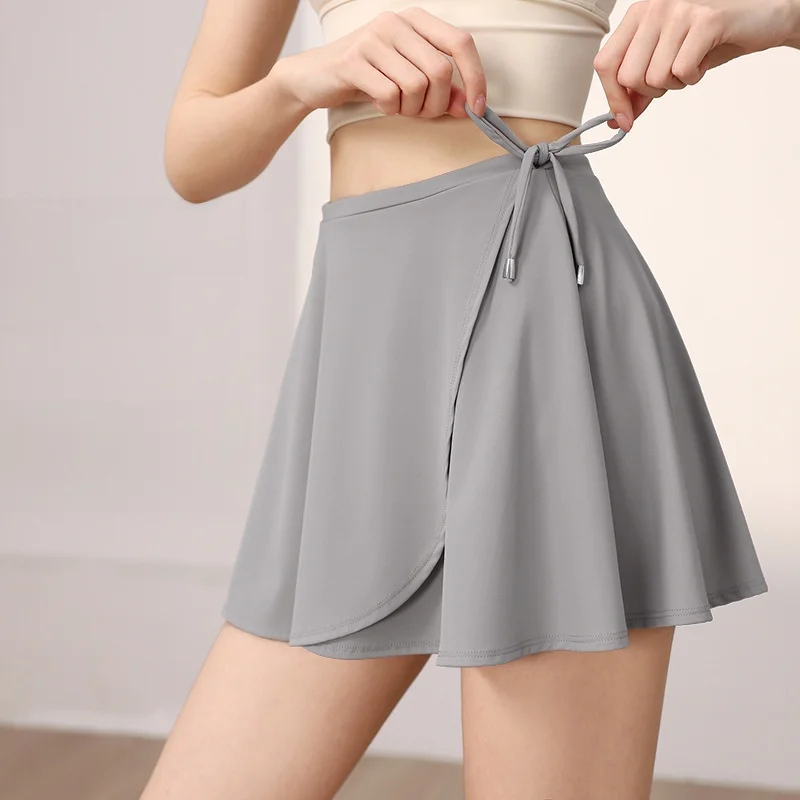 수영복 요가복 여성용 피트니스 스포츠 보트넥 안티엠바라스먼트 원피스 엉덩이 가리개 스커트