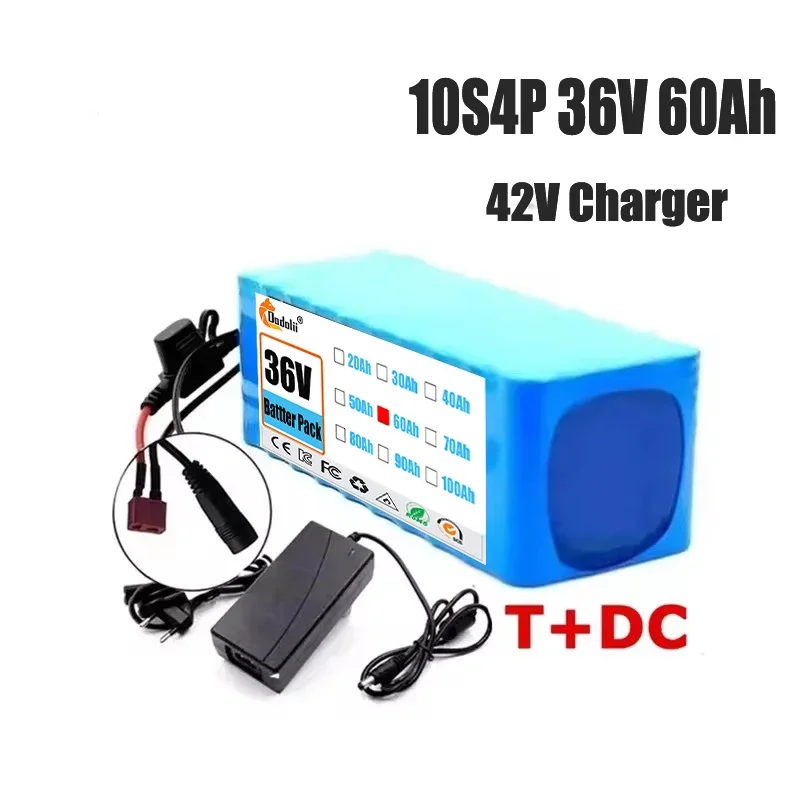 100Ah 10S4P 36V Battery Pack 500W 750W 1000W High Power 42V Solar Panels Suitable for 36V motor Wiht BMS/30A Fuse+Charger